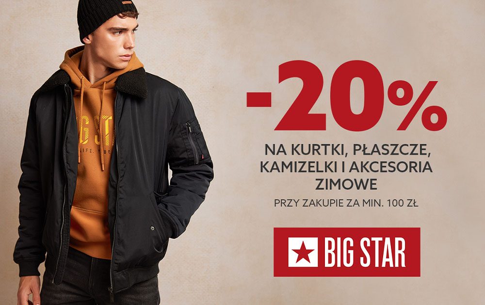 -20% na kurtki, płaszcze, kamizelki, akcesoria zimowe w Big Star